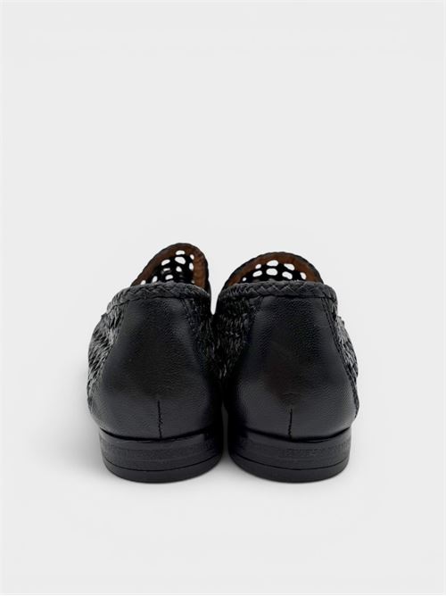Mocassino intrecciato nero con morsetto dorato IL LACCIO | VR29021/3785PELLEBLACK